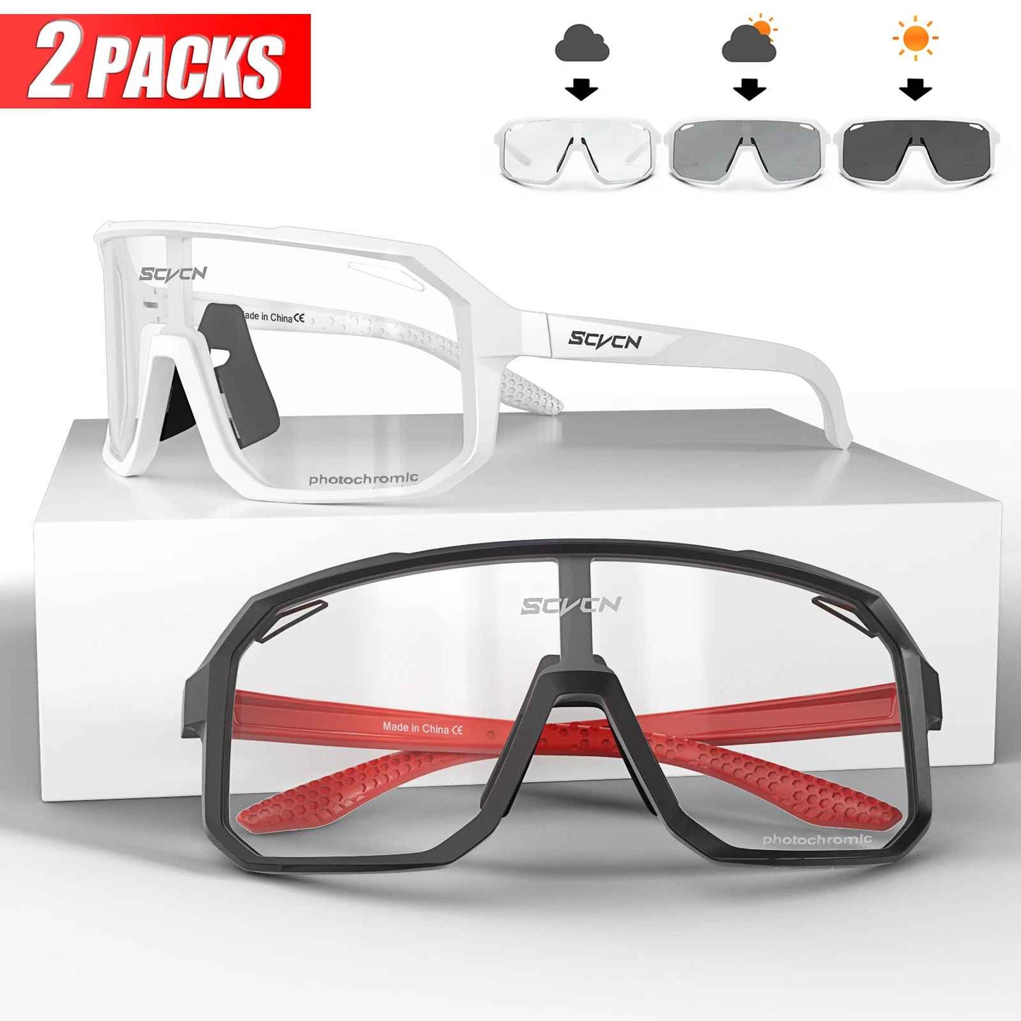 Photochromic Cycling Sunglasses – MTB & Road Bike UV400 Sports Eyewear