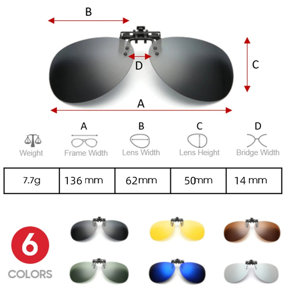 Large Aviator Clip-On Sunglasses – Stylish UV400 Mirrored Shades