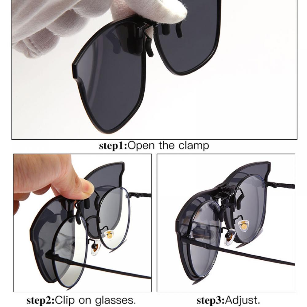 Polarized clip on sunglasses with UV400 lenses