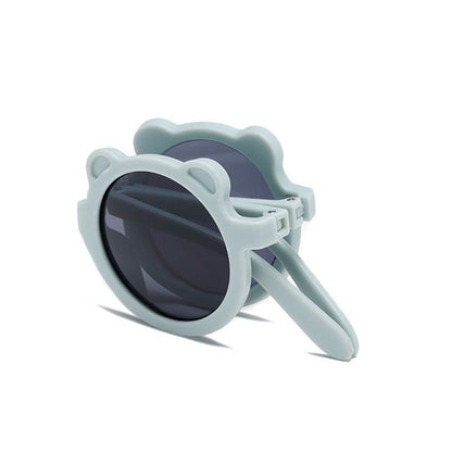 Side view of kids foldable bear sunglasses