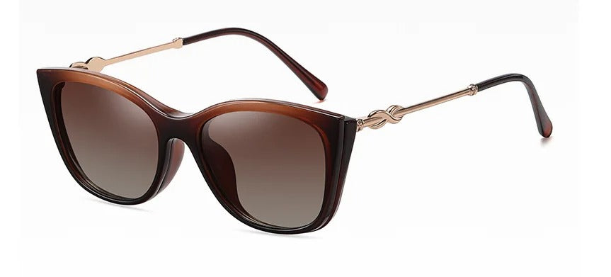 Women's Polarized Sunglasses TR90 Trendy Cat Eye Magnetic Clip On Sunglass Myopia Female Eyeglasses Pink Leopard 2 in 1 Glasses