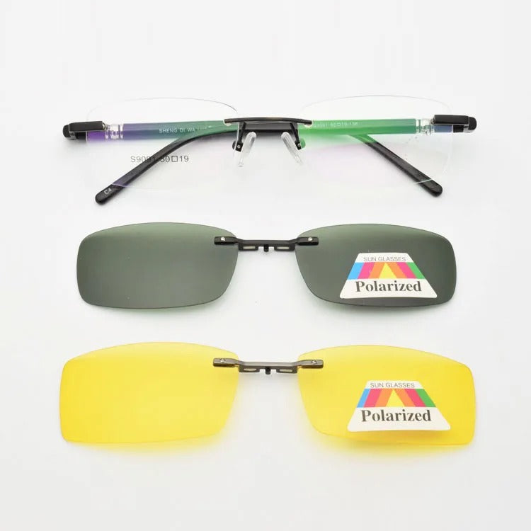 Rimless Glasses Eyeglasses Small Optical Spectacles Yellow Night Vision Goggles Magnetic Polarized Sunglasses Clip UV400 Goggles