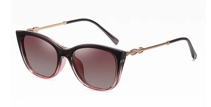 Women's Polarized Sunglasses TR90 Trendy Cat Eye Magnetic Clip On Sunglass Myopia Female Eyeglasses Pink Leopard 2 in 1 Glasses