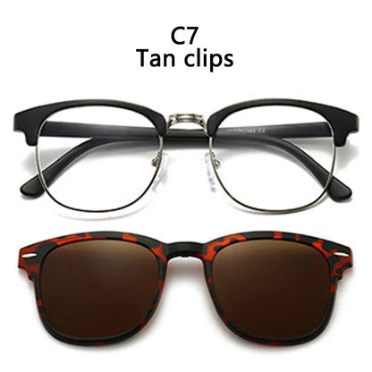 2 In 1 2218A Magnetic Polarized Clip On Sunglasses Women Men Classic Plastic Frame Night Vision Driving Sunglasses UV400