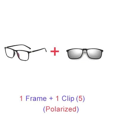 Ralferty Magnetic Sunglasses Men 5 In 1 Polarized Clip On Sunglass Women Square Sunglases Ultra-Light Night Vision Glasses A8804
