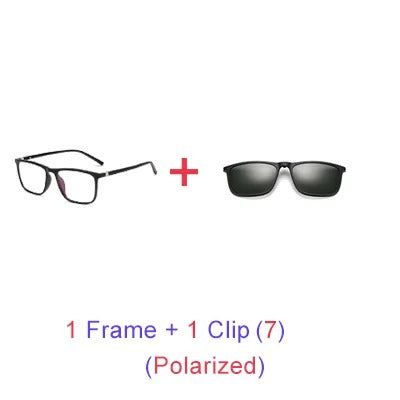 Ralferty Magnetic Sunglasses Men 5 In 1 Polarized Clip On Sunglass Women Square Sunglases Ultra-Light Night Vision Glasses A8804