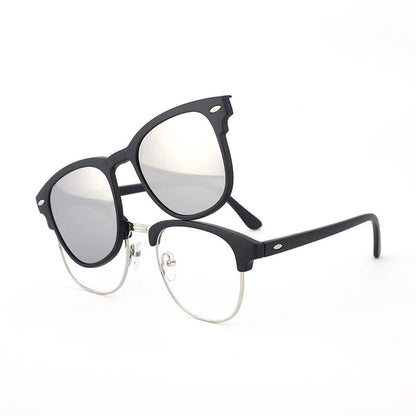 2 In 1 2218A Magnetic Polarized Clip On Sunglasses Women Men Classic Plastic Frame Night Vision Driving Sunglasses UV400