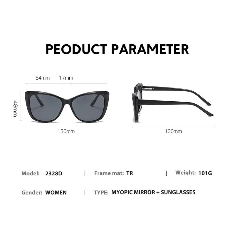 Eyeglasses Frame Women With 5 PCS Clip On Polarized Sunglasses Spectacle Magnetic Glasses Male UV400 Eyeglasses 2328D