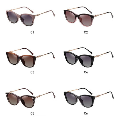 Women's Polarized Sunglasses TR90 Trendy Cat Eye Magnetic Clip On Sunglass Myopia Female Eyeglasses Pink Leopard 2 in 1 Glasses