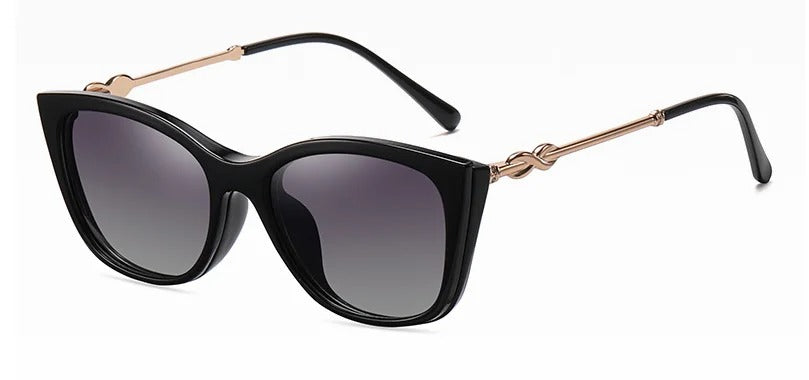 Women's Polarized Sunglasses TR90 Trendy Cat Eye Magnetic Clip On Sunglass Myopia Female Eyeglasses Pink Leopard 2 in 1 Glasses