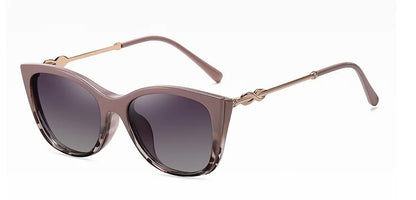 Women's Polarized Sunglasses TR90 Trendy Cat Eye Magnetic Clip On Sunglass Myopia Female Eyeglasses Pink Leopard 2 in 1 Glasses