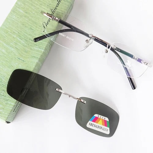 Rimless Glasses Eyeglasses Small Optical Spectacles Yellow Night Vision Goggles Magnetic Polarized Sunglasses Clip UV400 Goggles