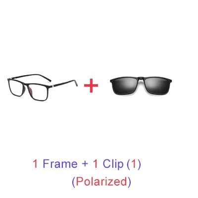 Ralferty Magnetic Sunglasses Men 5 In 1 Polarized Clip On Sunglass Women Square Sunglases Ultra-Light Night Vision Glasses A8804