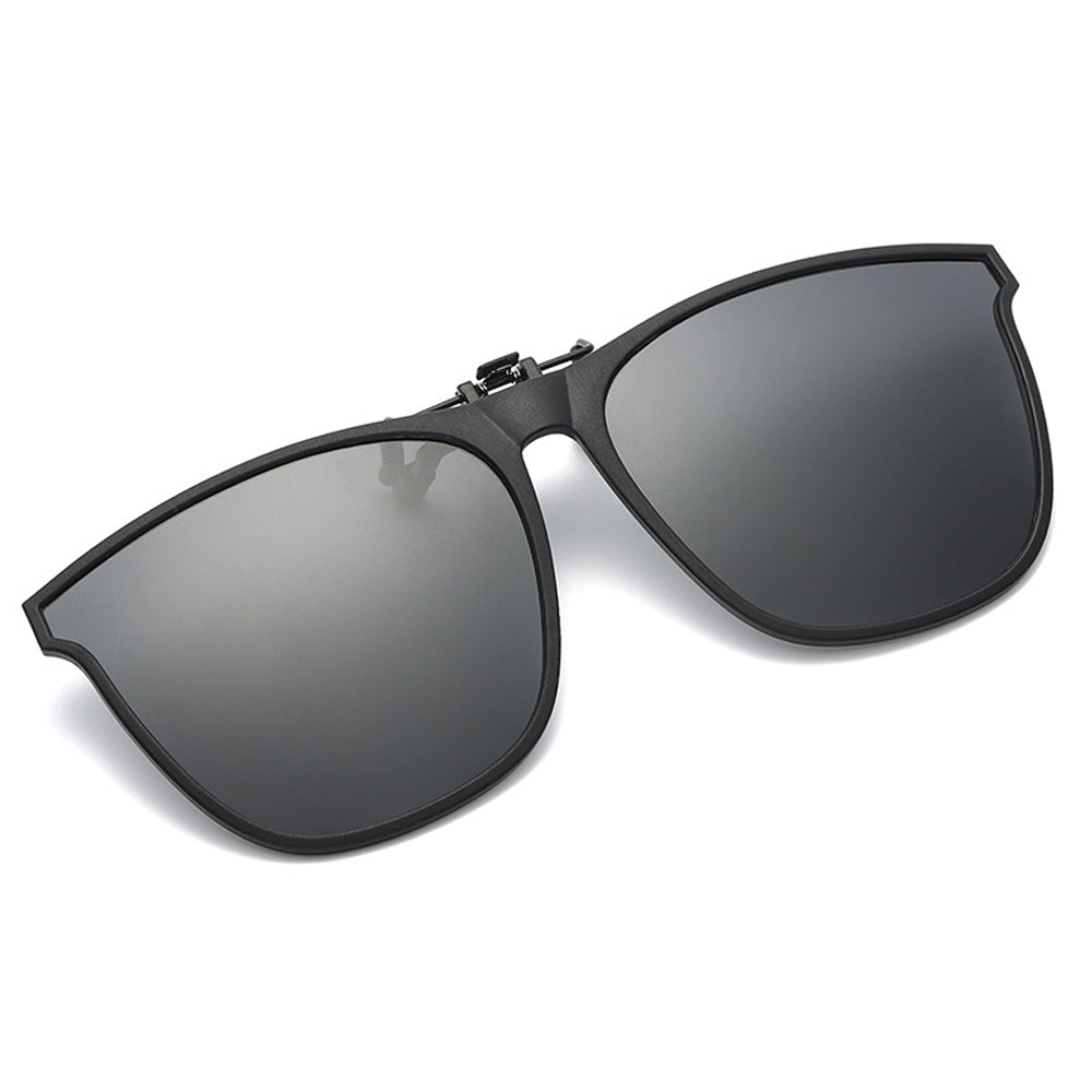 Side view of polarized clip-on sunglasses for men and women